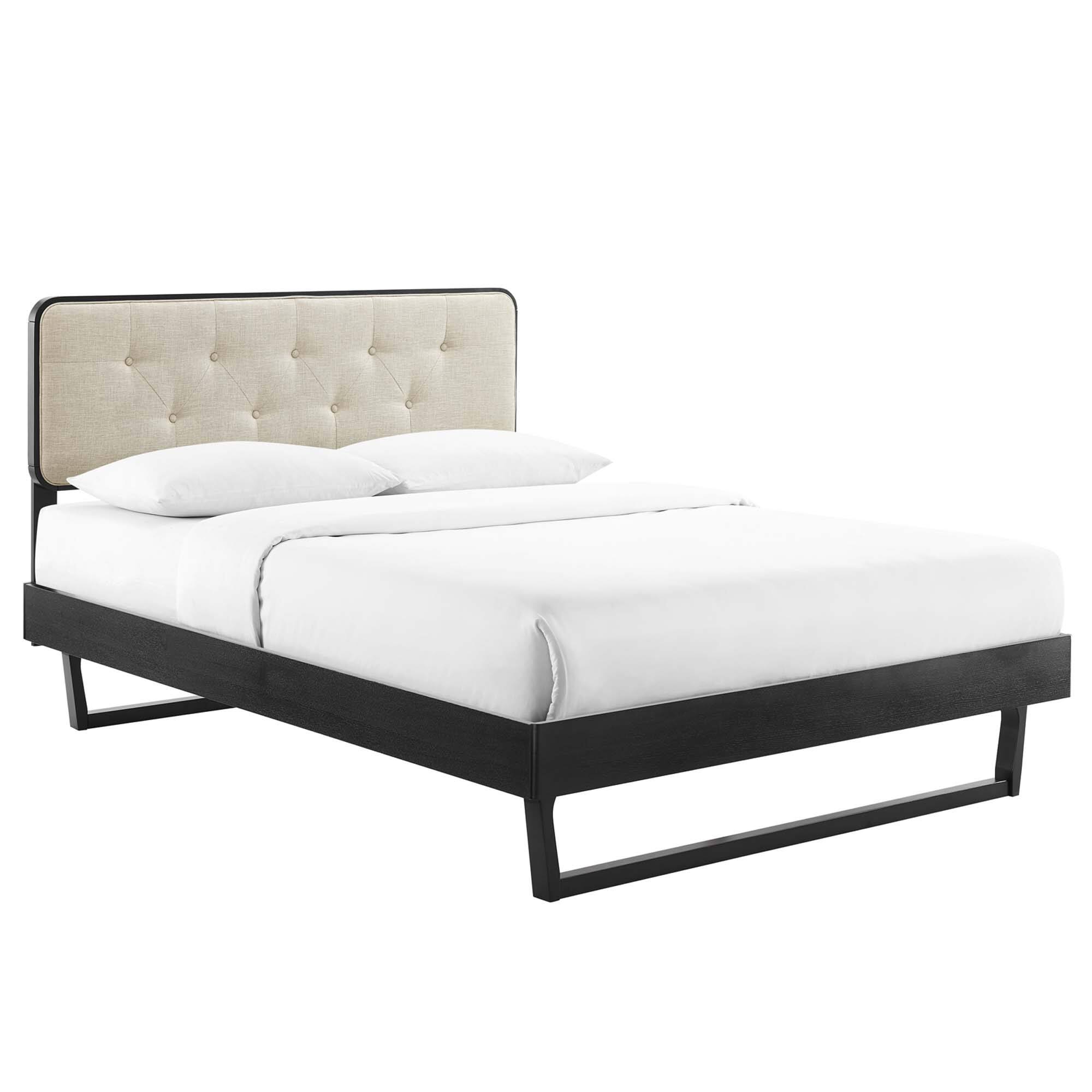 Angle. Modway - Marlee Wood Queen Platform Bed With Splayed Legs - Black.