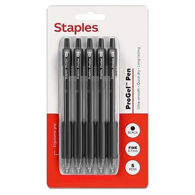 Staples ProGel ProGet ProGel PeoGel ProGel DISNERS Staples Staples Staples Ganics grip Ergonomic grip

Long-lasting dry Pen Quick ProGel Ultra-smooth BLACK FINE 0.7mm 5 PENS