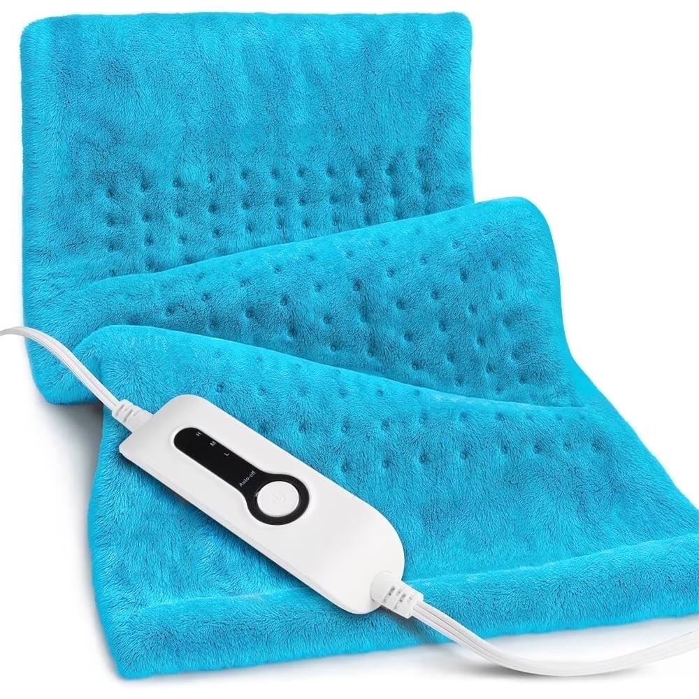 Front. MOVSSOU - Heating Pad Double Sided Machine Washable 12"x24" - Light Blue.