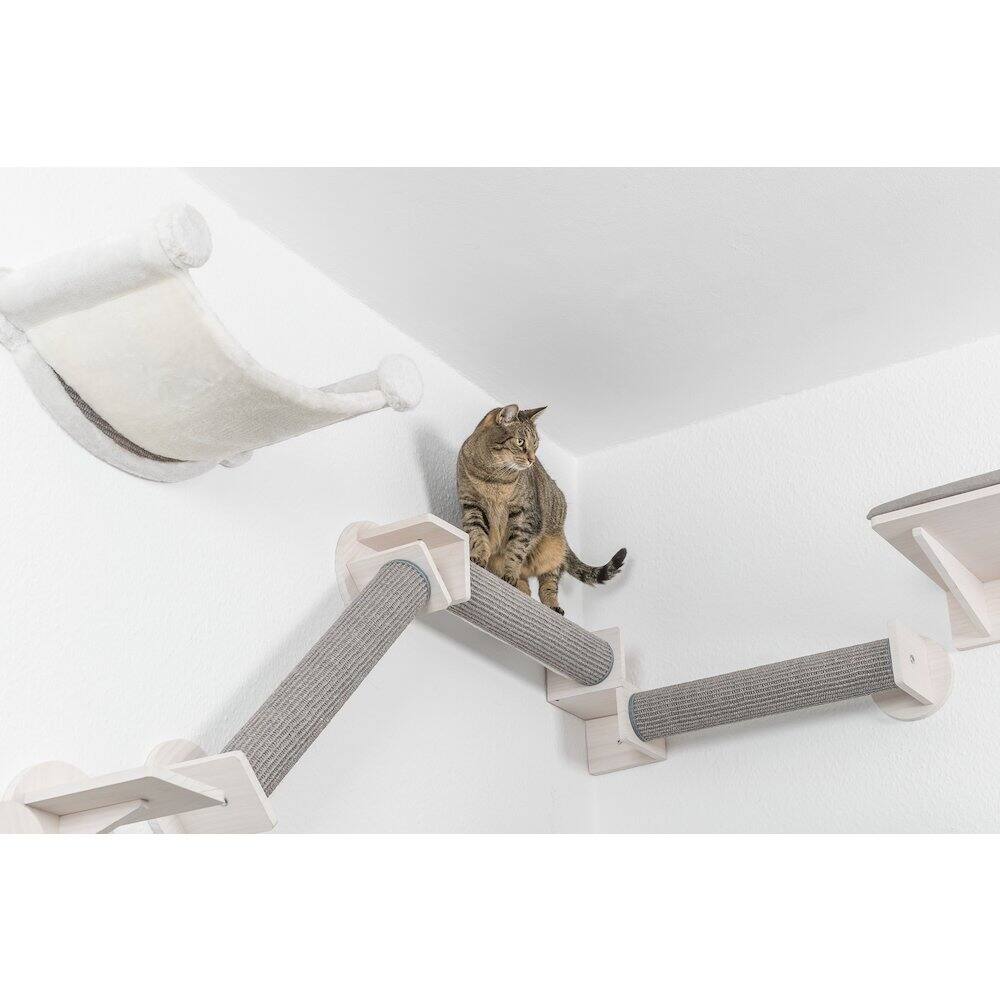 Angle. TRIXIE - Wall Set 6 Wall Mounted Cat Perch System, Scratching Posts, Platforms, Steps - White/Gray.