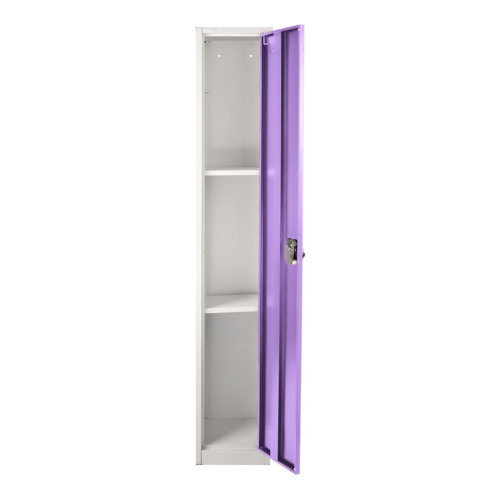 Angle. AdirOffice - Storage Locker 629-Series 72" H 1-Tier Steel Key Lock 2-Shelf Locker with Key Lock - Purple.