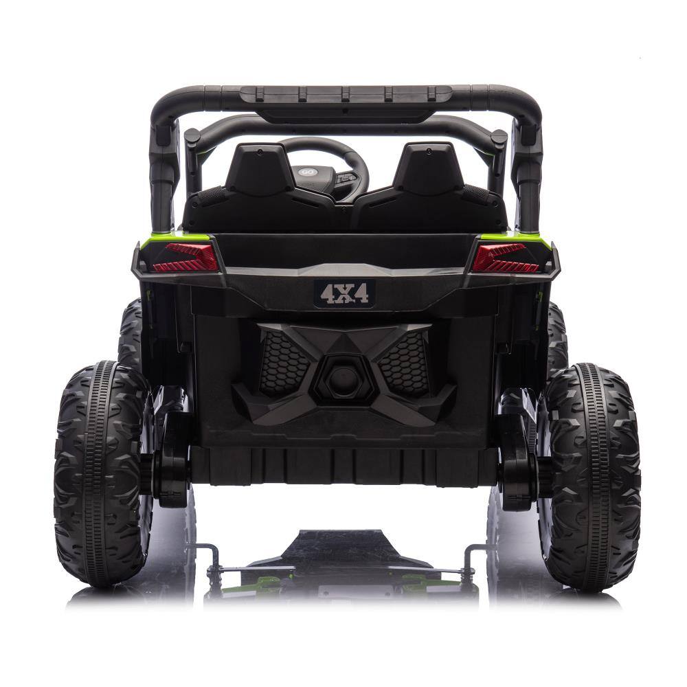 Alt View 1. BreeBe - 24V 2-Seater Kids ride on UTV w/ Remote Control, 4-Wheel Suspension, LED Lights, Music, USB, Bluetooth, Storage, Age 3+ - Green.