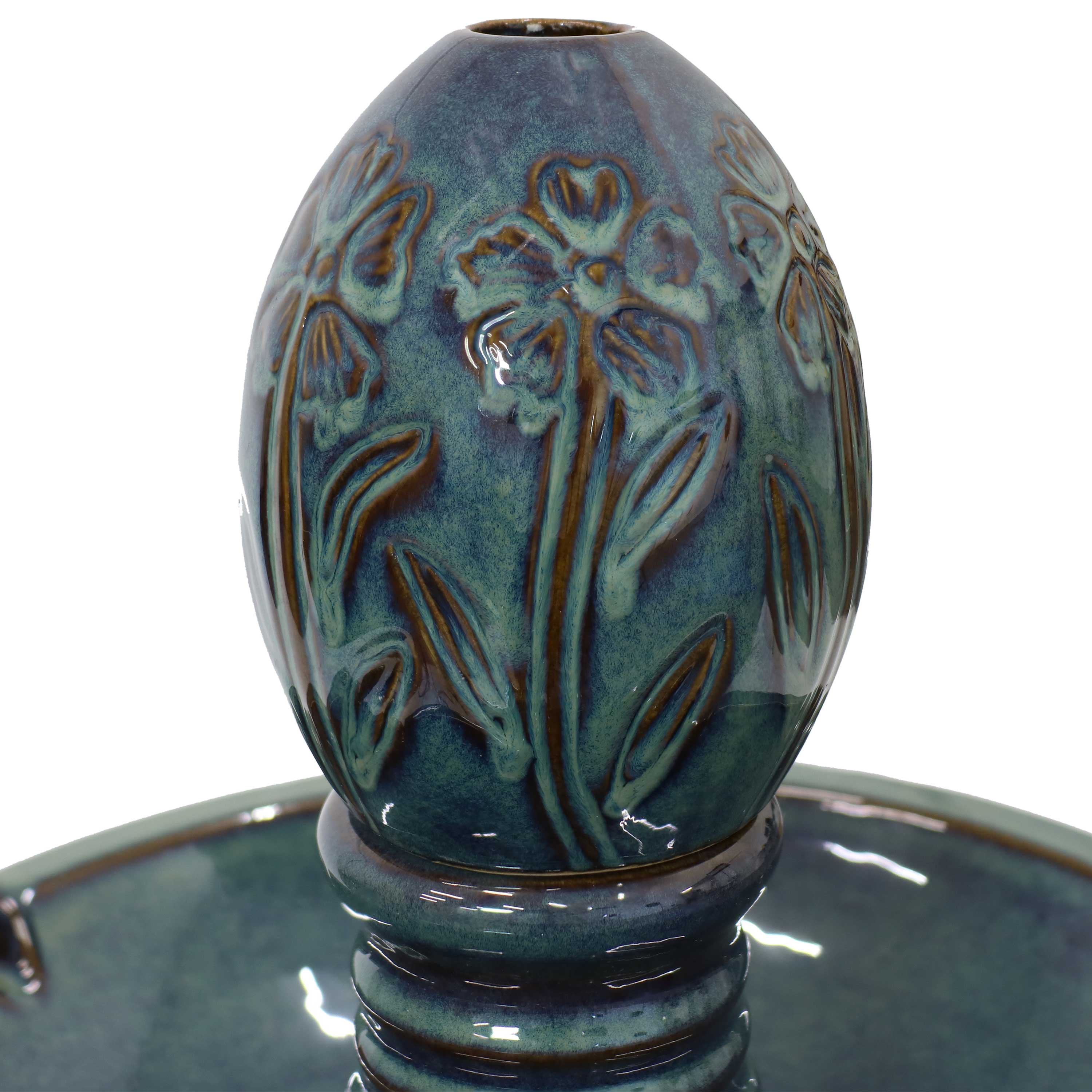 Alt View 7. Sunnydaze - Double Tier Ceramic Outdoor 2-Tier Water Fountain with Lights - Green.