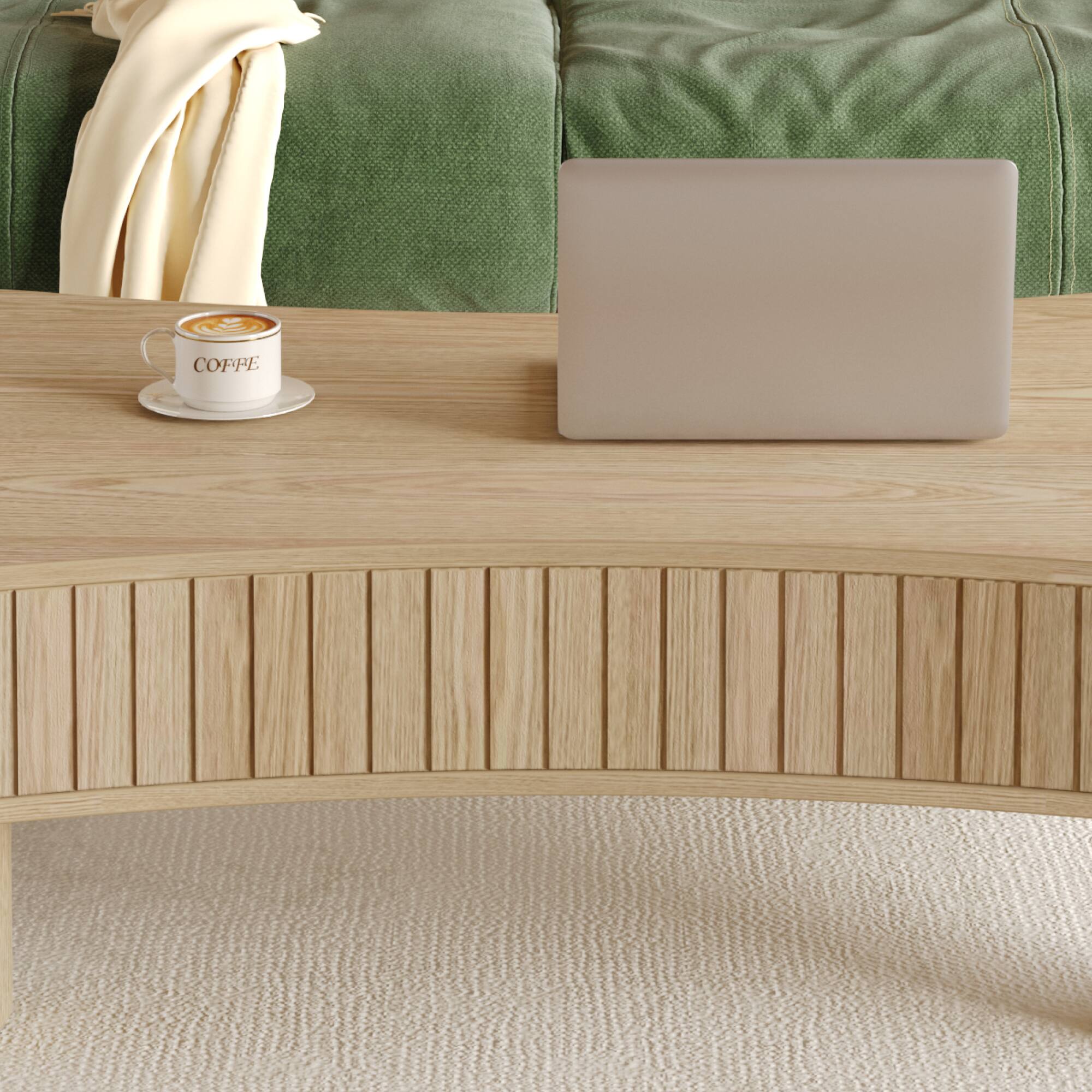 Alt View 5. GOODSILO - Functional Lift Top Coffee Table with Hidden Storage and Silent Hydraulic Mechanism for Living Room Spaces - Natural Wood.