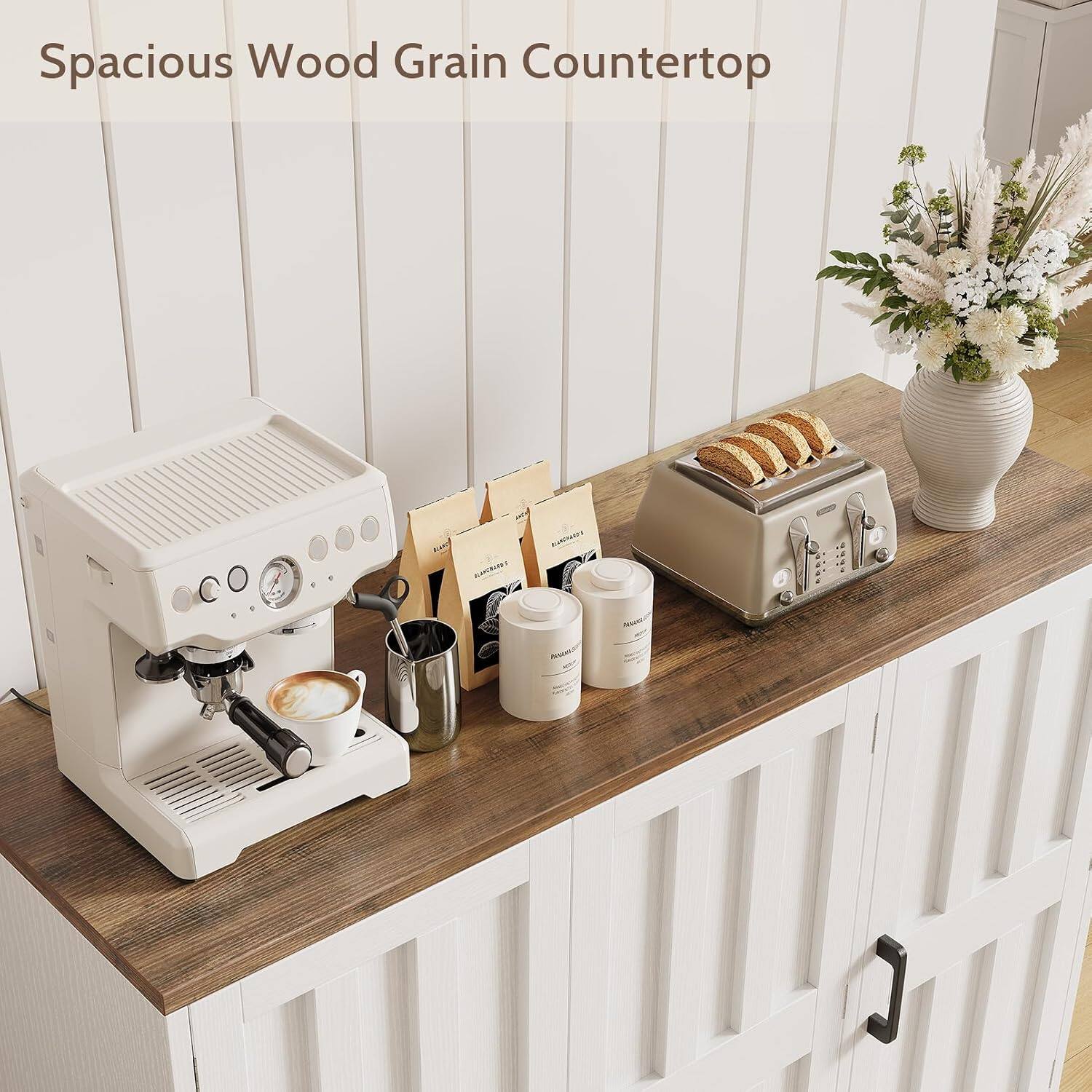 Vividwood 42" Buffet Cabinet with Storage, 3 Door Sideboard Cabinet ...