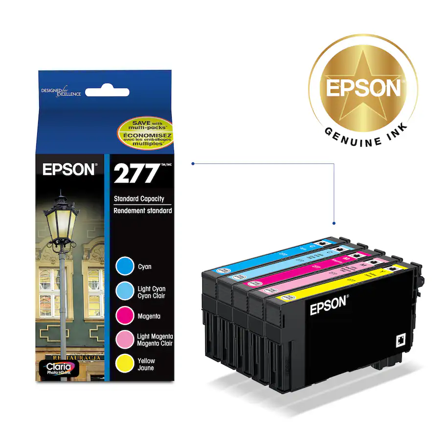 Epson 277 5 Pack Ink Cartridges Cyan/Magenta/Yellow/Light Cyan/Light ...