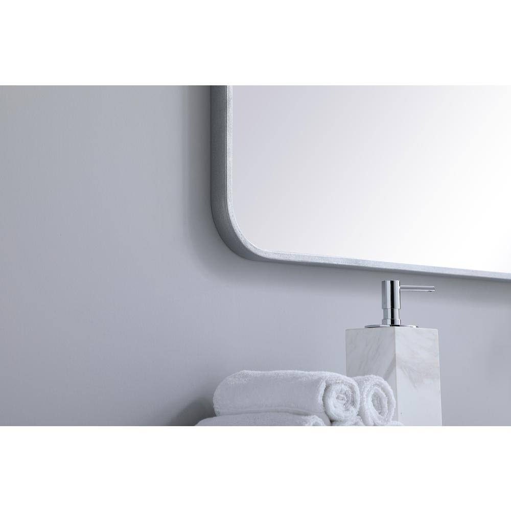 Alt View 2. Elegant Decor - Soft corner metal rectangular mirror 30x36 inch in Silver - Silver.