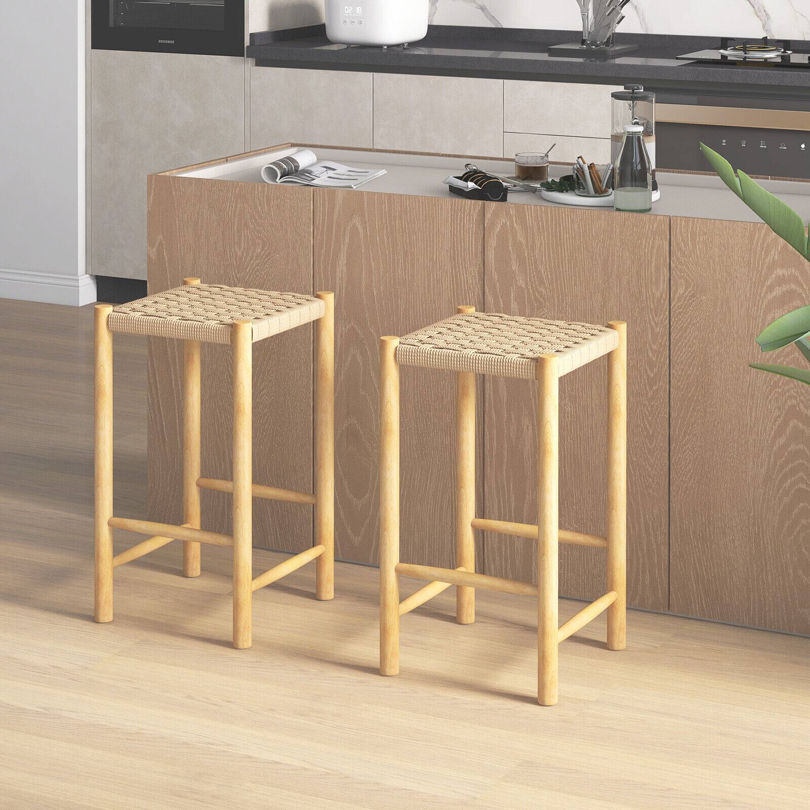 Alt View 7. Ecooso - 26 Inch Dining Bar Stool Set of 2 for Kitchen Island or Breakfast Bar - Natural.