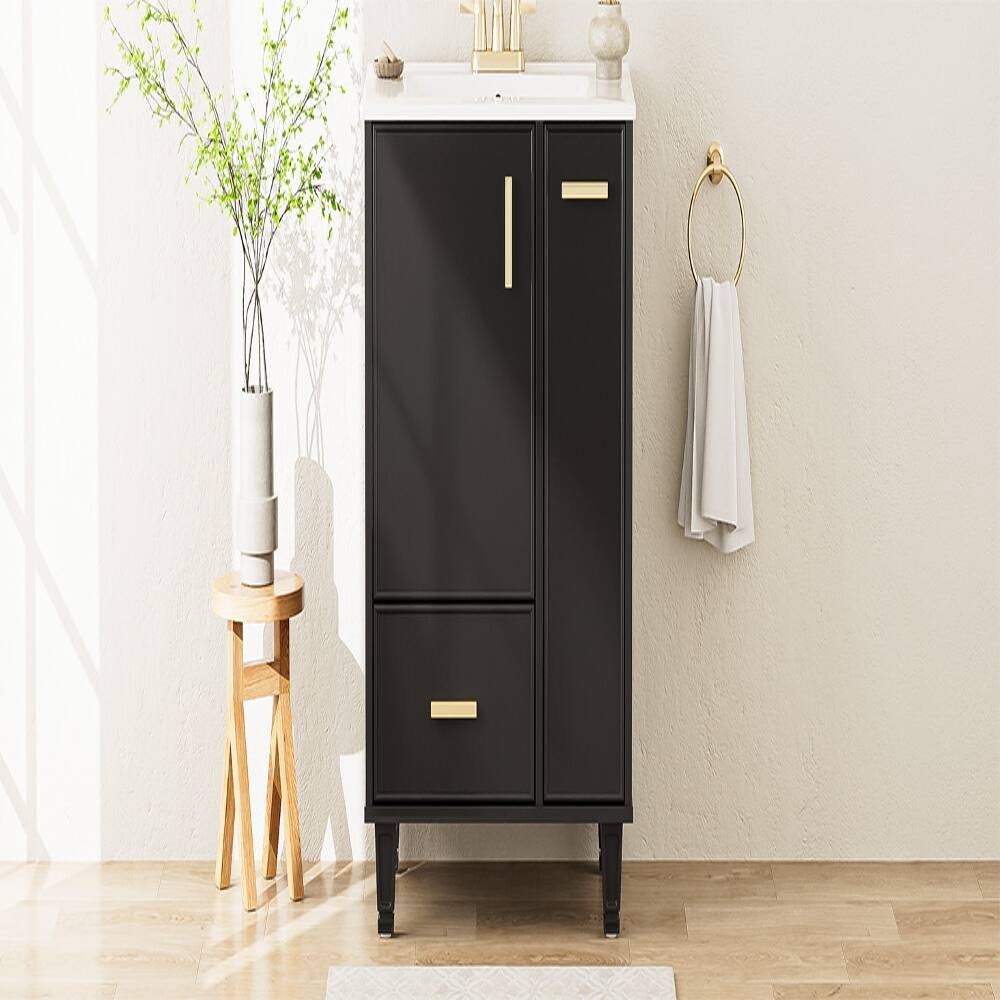Alt View 3. Loheer - Loheer 24 inch black bathroom vanity with sink Freestanding Cabinet - Black.