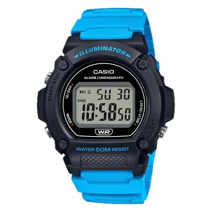ILLUMINATOR
CASIO 100 ALARM CHRONOGRAPH
START/STOP
12/24H
PM
MODE 10:5850
SPLIT/RESET
WR LIGHT
WATER 50M RESIST