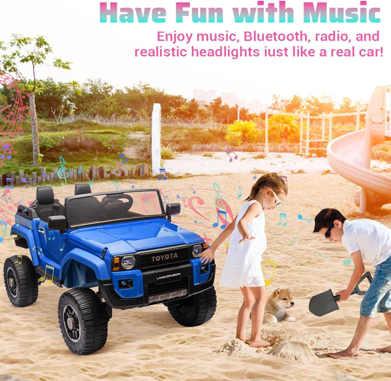 Have Fun with Music  
Enjoy music, Bluetooth, radio, and realistic headlights just like a real car!