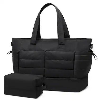 Front. Unique Bargains - 50L Travel Duffel Bag for Women Weekender Carry on Bag with Shoe Compartment & Toiletry Bag Overnight Bag for Gym Trip - Black.