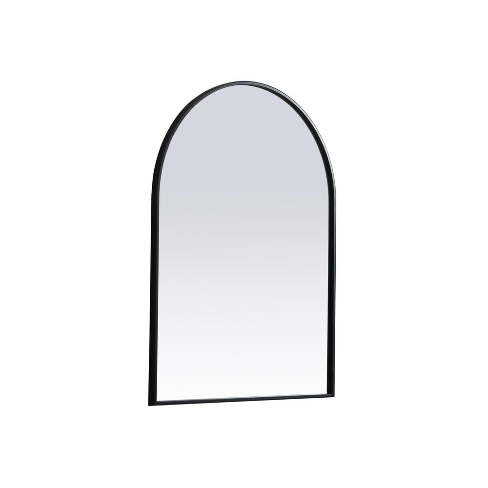 Left. Elegant Decor - Metal Frame Arch Mirror 27x36 Inch in Black - Black.