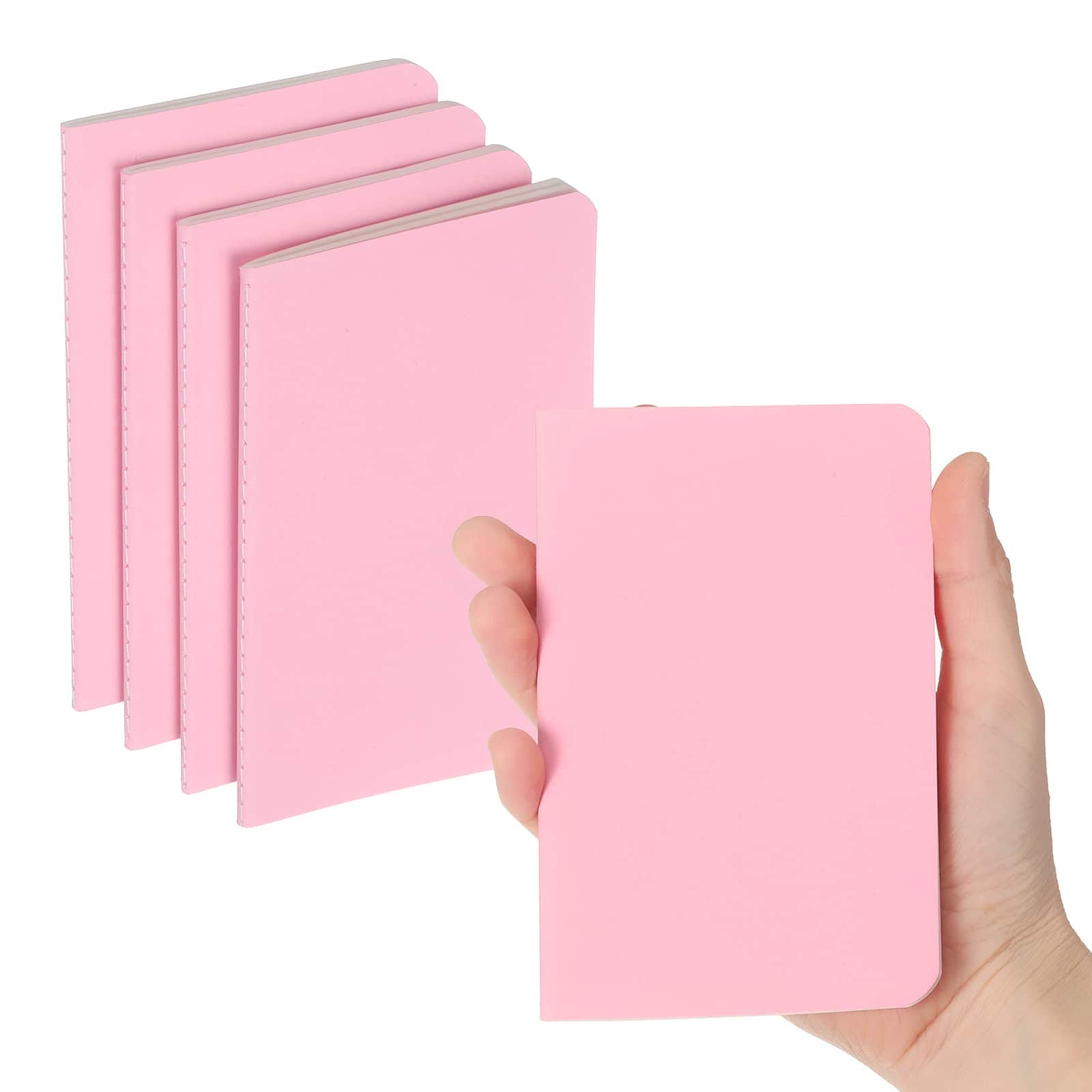 Unique Bargains - 4pcs A6 Notebook, Mini Pocket Kraft Memo Notepads Lined Sketchbook 3.5x5.5 Inch 30 Sheets for Office Travel - Pink