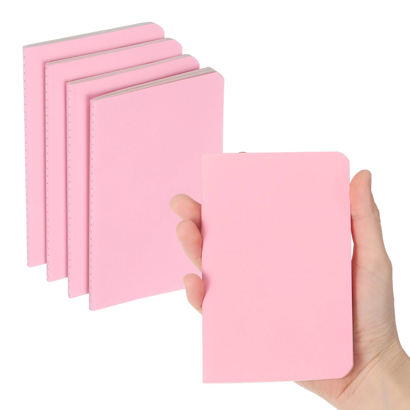 Unique Bargains - 4pcs A6 Notebook, Mini Pocket Kraft Memo Notepads Lined Sketchbook 3.5x5.5 Inch 30 Sheets for Office Travel - Pink