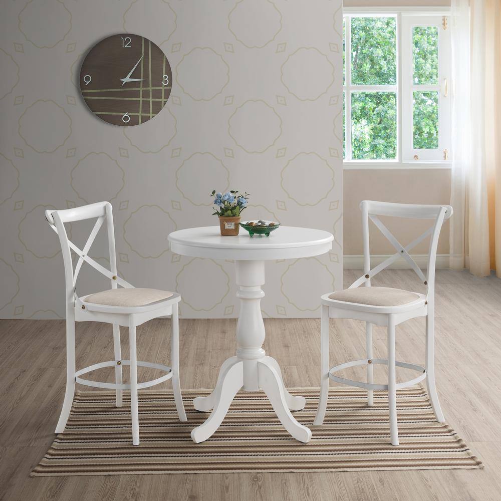 Alt View 1. Carolina Chair & Table - Fairview 30" Round Pedestal Bar Table - White - White.