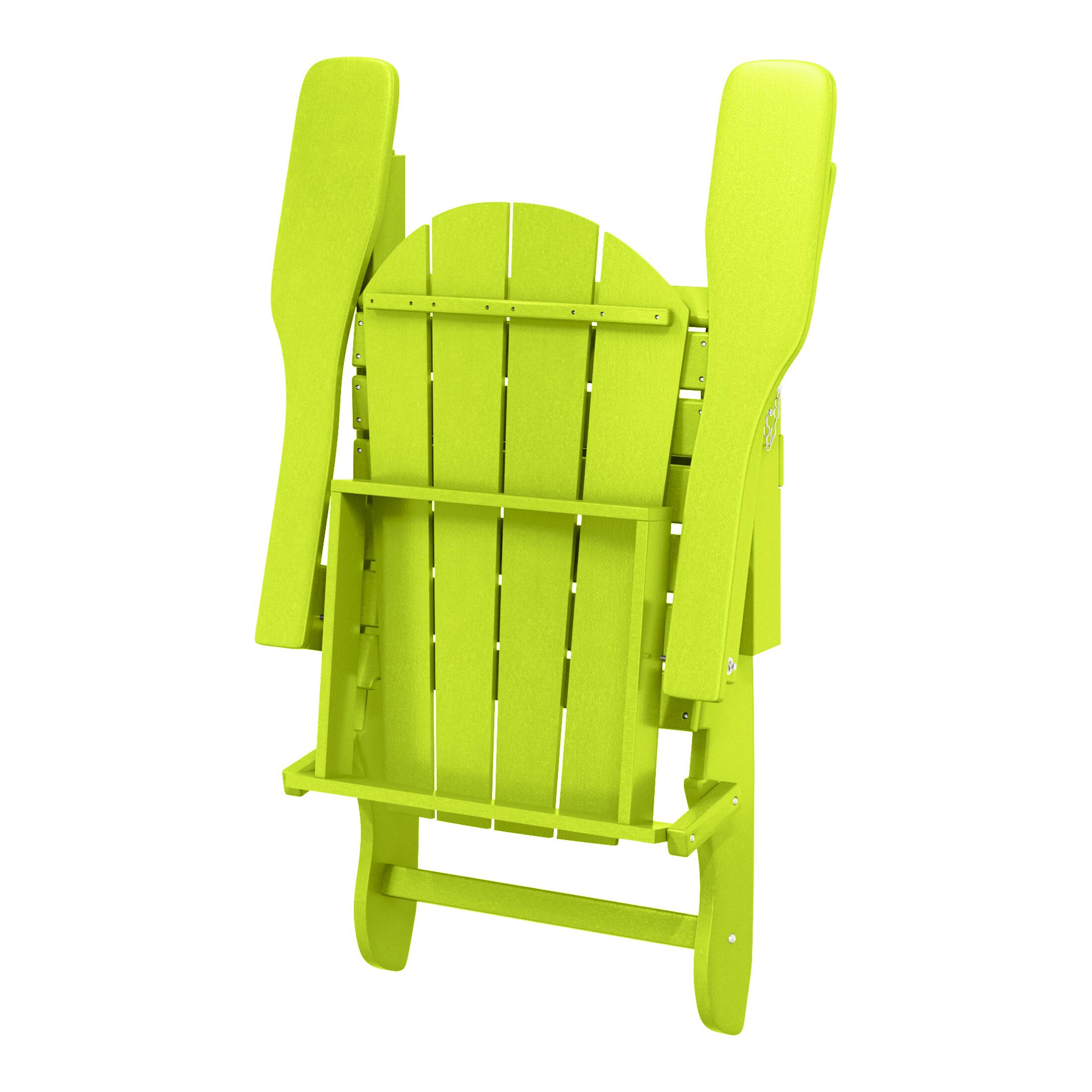 Alt View 4. WestinTrends - WestinTrends Malibu Outdoor HDPE Folding Poly Adirondack Chairs (Set of 4) - Lime.