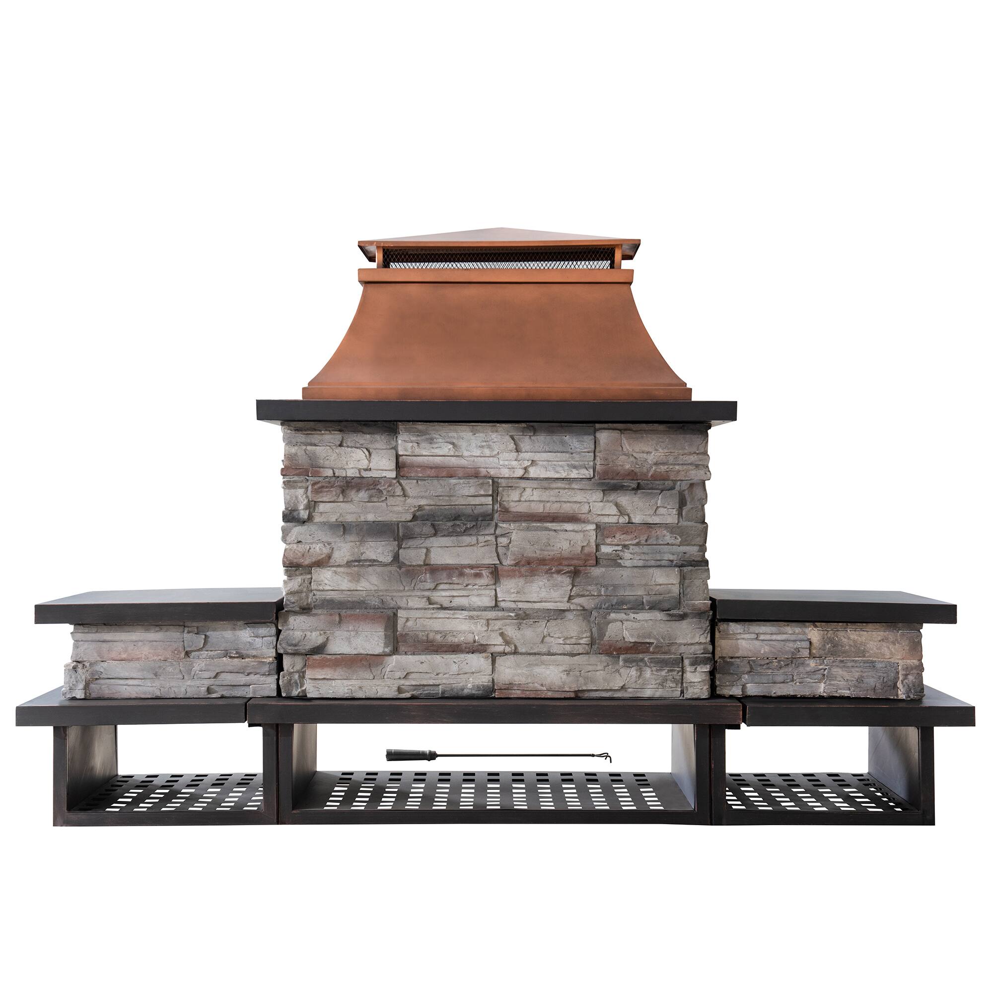 Alt View 6. SUNJOY - Sunjoy Bel Aire Wood Burning Fireplace - Copper - Copper and Black.