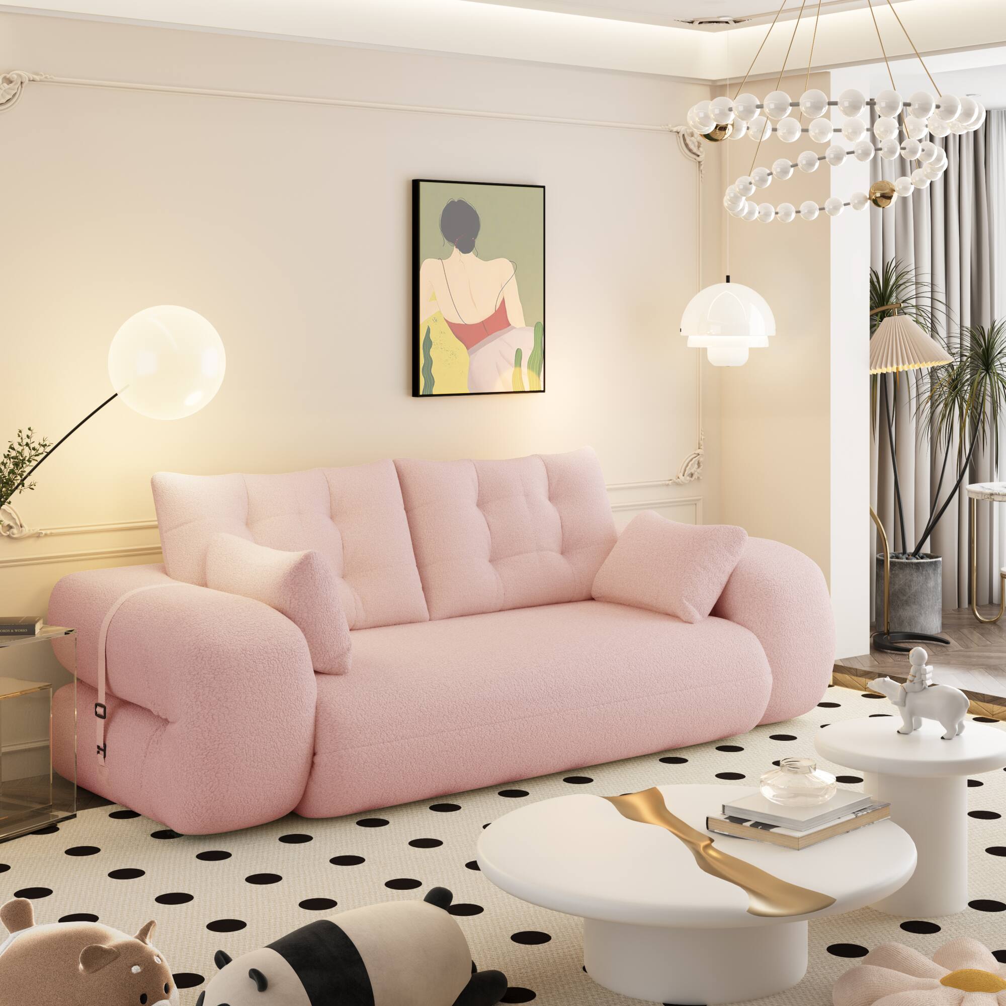 Alt View 5. GOODSILO - Multi-Functional Floor Sofa Bed | Versatile Seating & Sleeper with Removable Pillows for Modern Spaces - Pink.