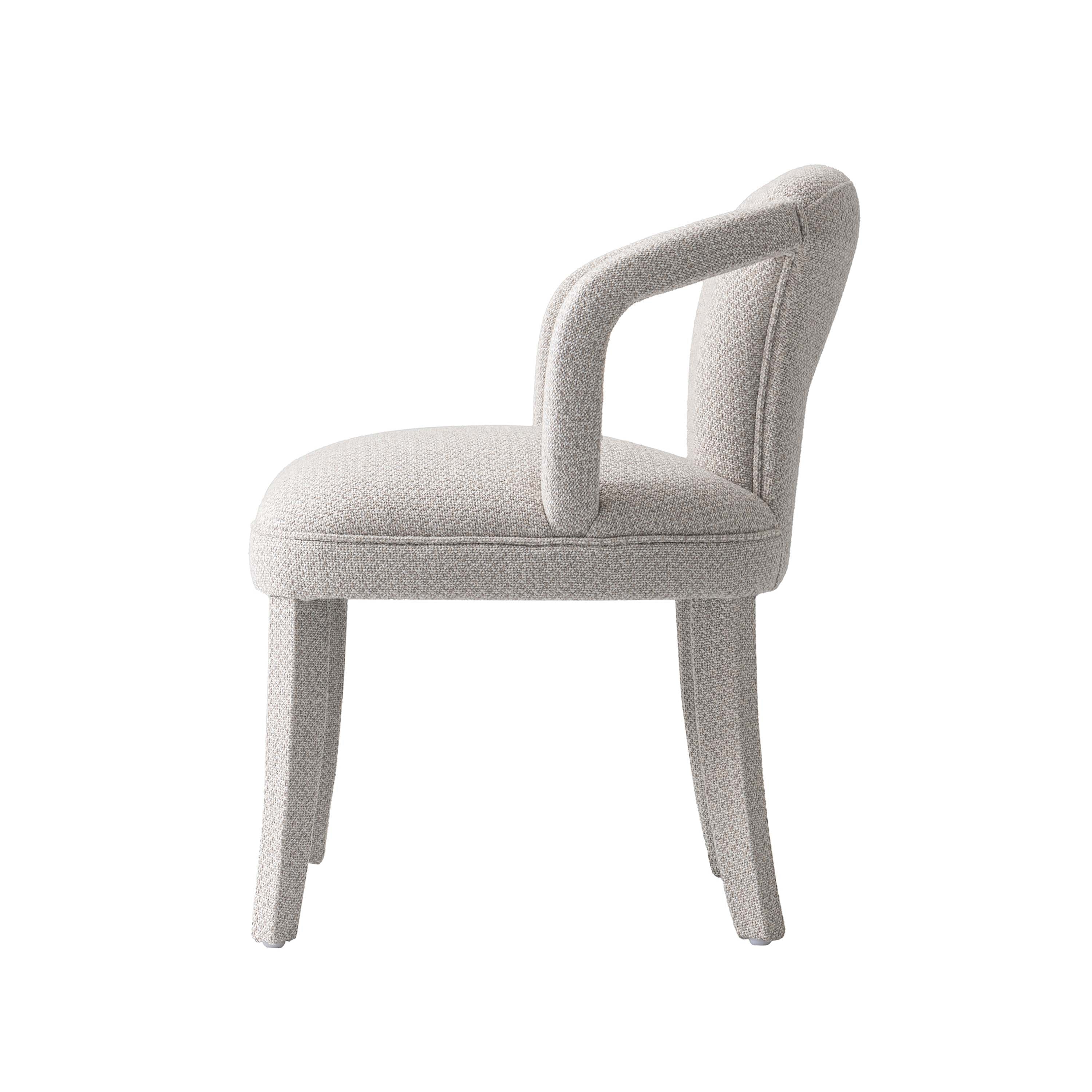 Alt View 3. Manhattan Comfort - Palmer Mid-Century Modern Upholstered Tweed Dining Chair with Arms - Silver Lining.
