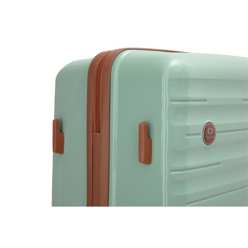 Back. HTUTWOO - 5-Piece Luggage Set -PP Hardshell Luggage Set with TSA Lock Durable Spinner Wheels,20/24/28" + Travel Bag & Toiletry Bag - Green.