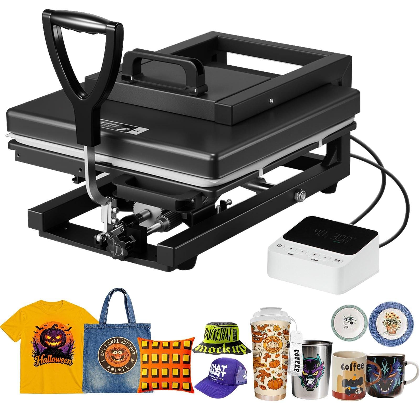 Glintex - 15"x15" Hybrid Heat Press, 8-in-1 Multifunction, Fast Even Heating, Easy Controls for T-Shirts/Mugs/Tumblers/Caps/Plates