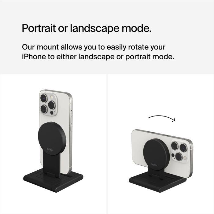 Portrait or landscape mode.  
Our mount allows you to easily rotate your iPhone to either landscape or portrait mode.