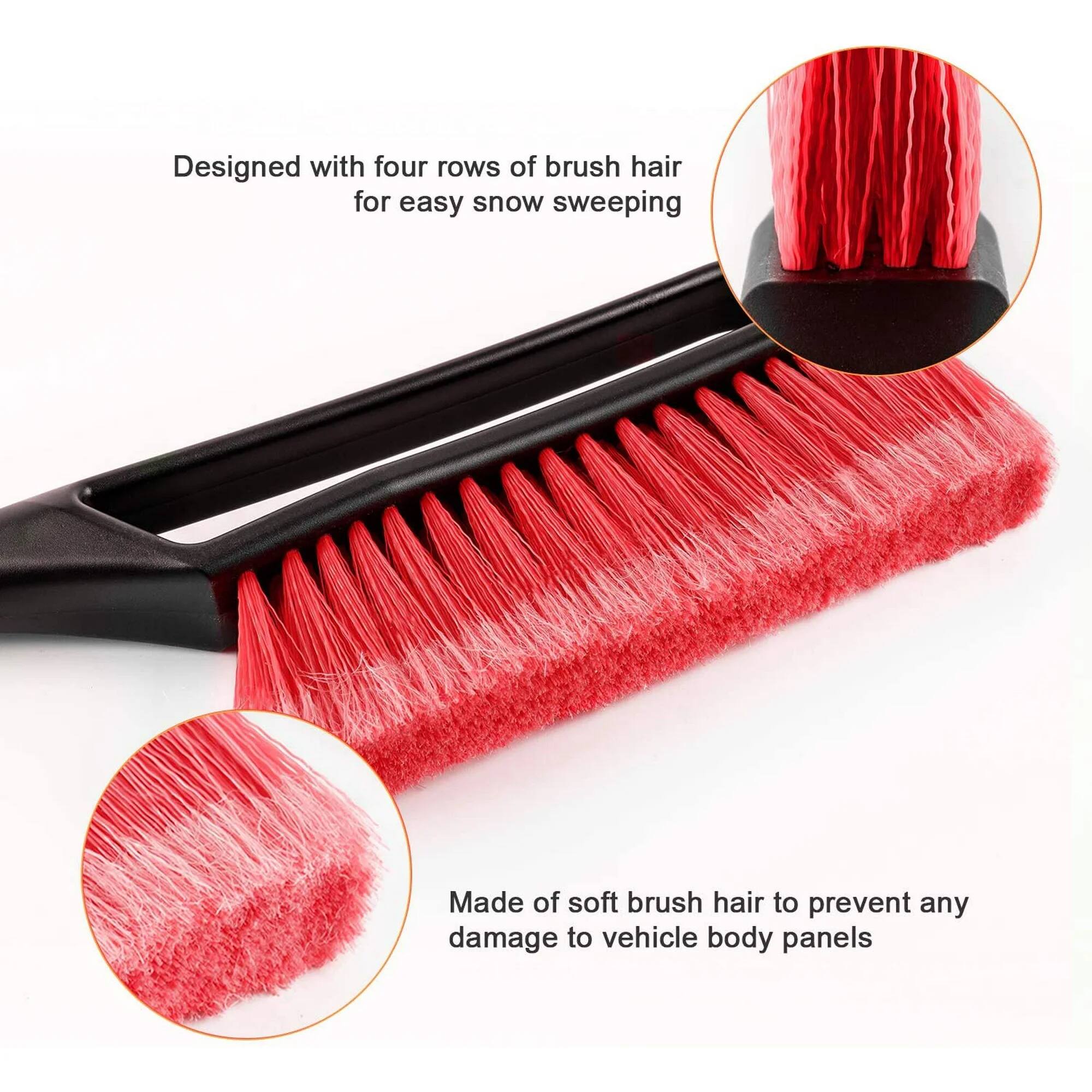 Designed with four rows of brush hair for easy snow sweeping

Made of soft brush hair to prevent any damage to vehicle body panels