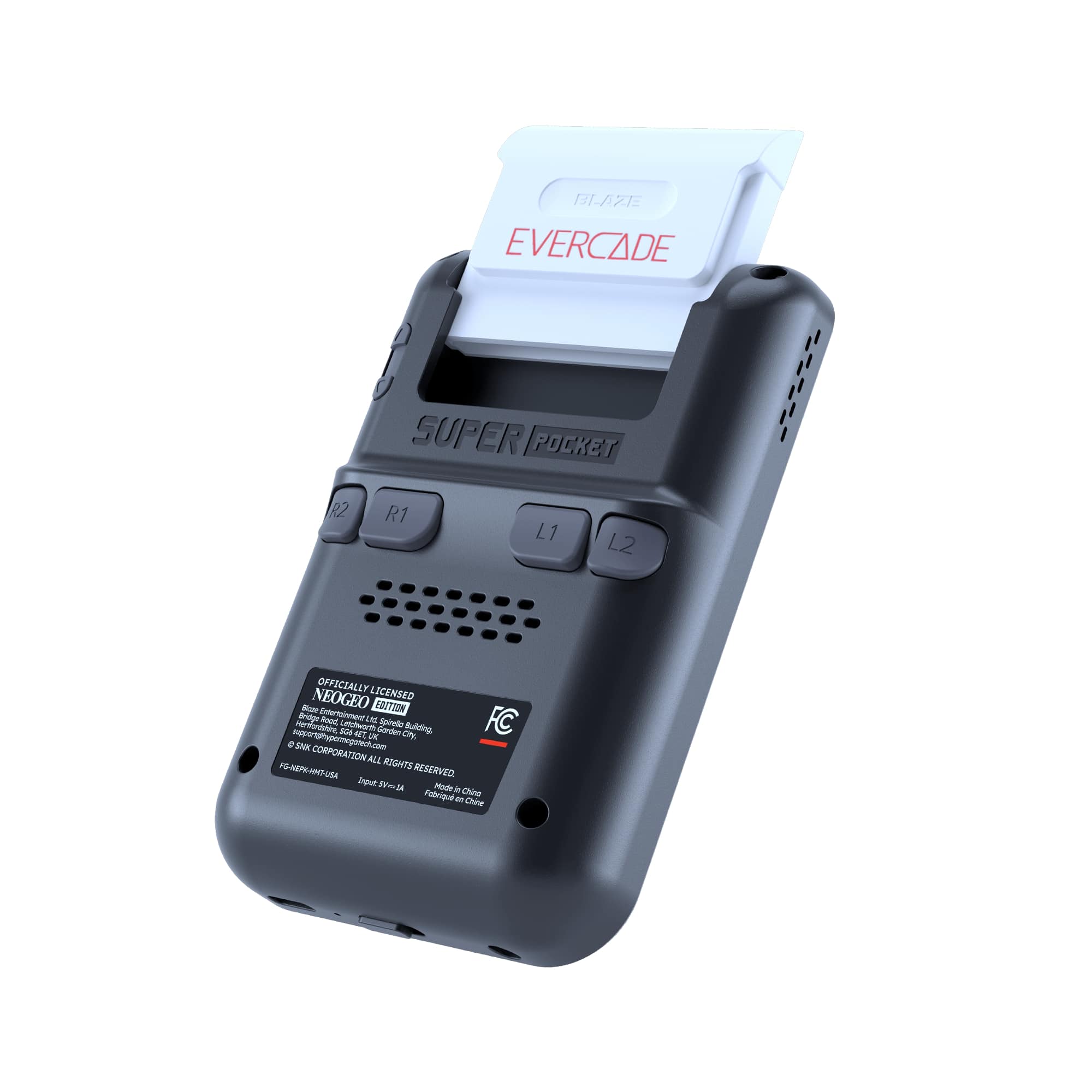 RZ BLAZE EVERCADE SUPER POCKET R1 L1 L2 NN OFFICIALLY LICENSED NEOGEO JOCTSON pridge - Entertainment cm FC menn Uncheora Bpiel Aubing 2-4 ada eEt patec Cy sppan@hypoegoo e SV CORPORATION ALL FD-NEPK-HND-UZA RIGHTE RESERVED PtMA Igut Mowr . Chie Fobrique - Chie