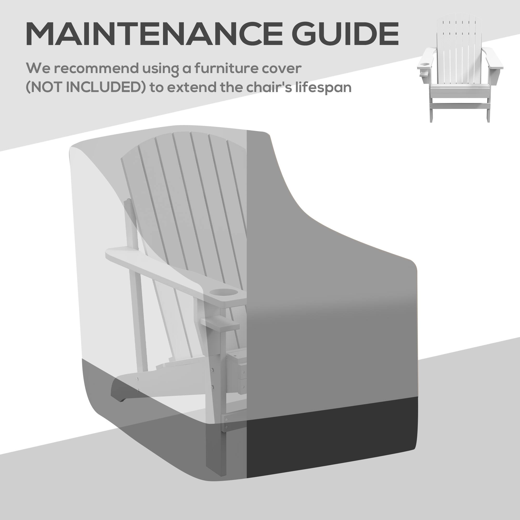 MAINTENANCE GUIDE
We recommend using a furniture cover (NOT INCLUDED) to extend the chair's lifespan