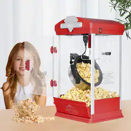 GOODSILO - Portable Popcorn Maker Machine with Warming Deck, 8 Ounce Kettle Capacity Countertop Popper for Home Theater and Parties - Red