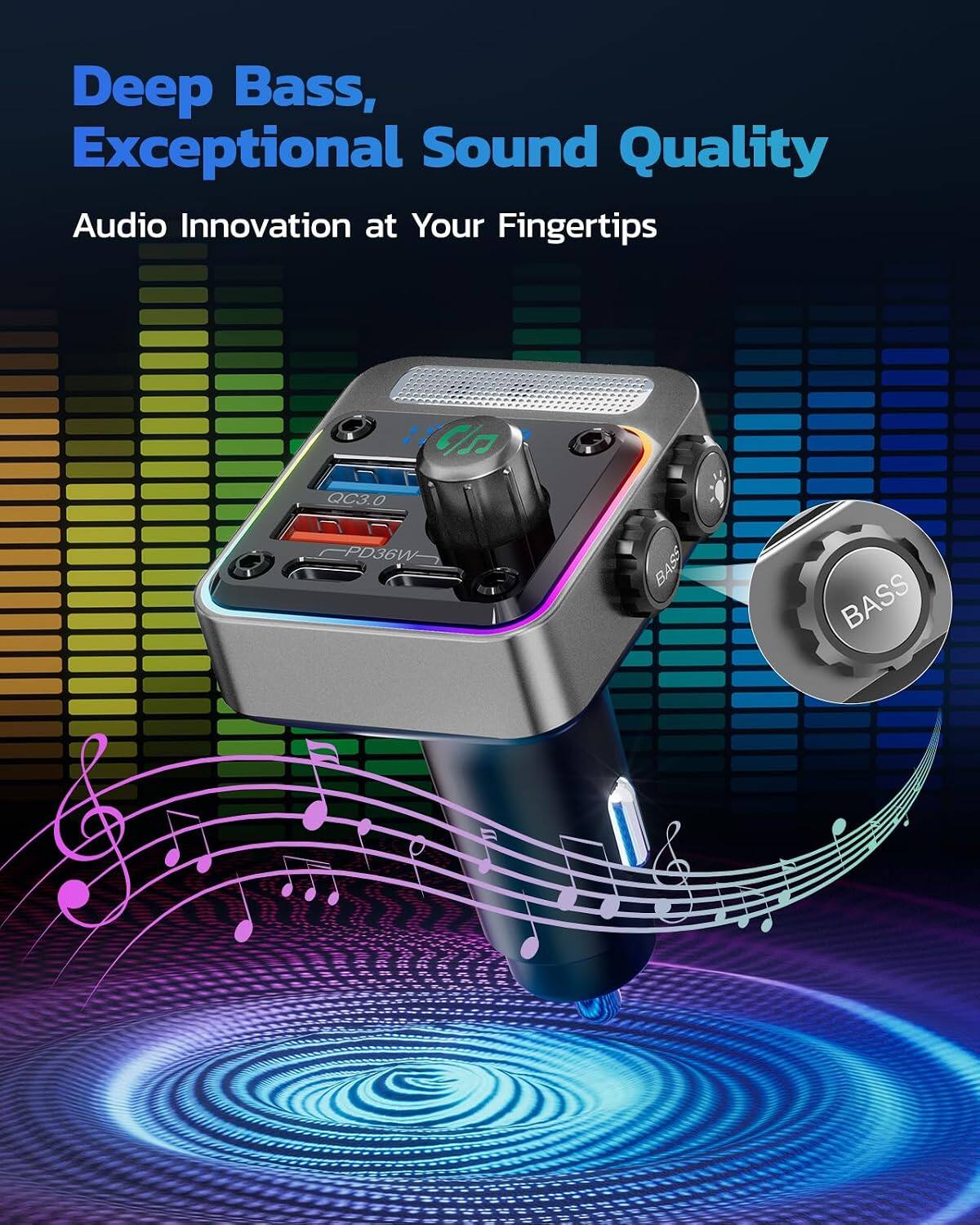 Deep Bass, Exceptional Sound Quality  
Audio Innovation at Your Fingertips  

QC3.0  
PD36W  
BASS