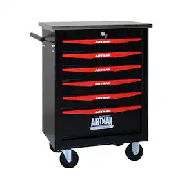 LOVMOR - 6-Drawer Multifunctional Rolling Metal Tool Cart with Stainless Steel Roof for Garage Workshop Warehouse Repair Shop