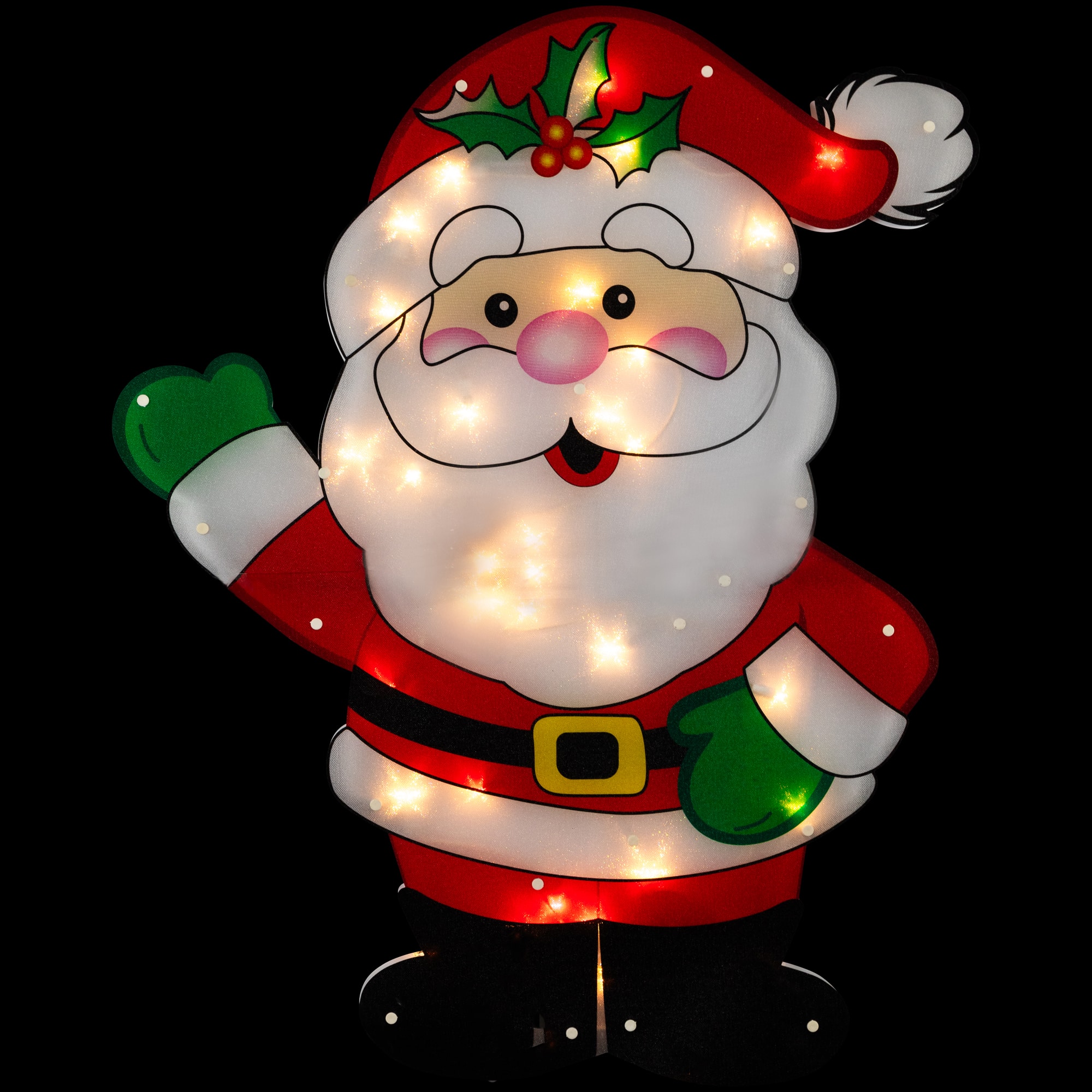 Northlight - Lighted 2D Santa Claus Outdoor Christmas Decoration - 30.5" - Clear Lights - Red