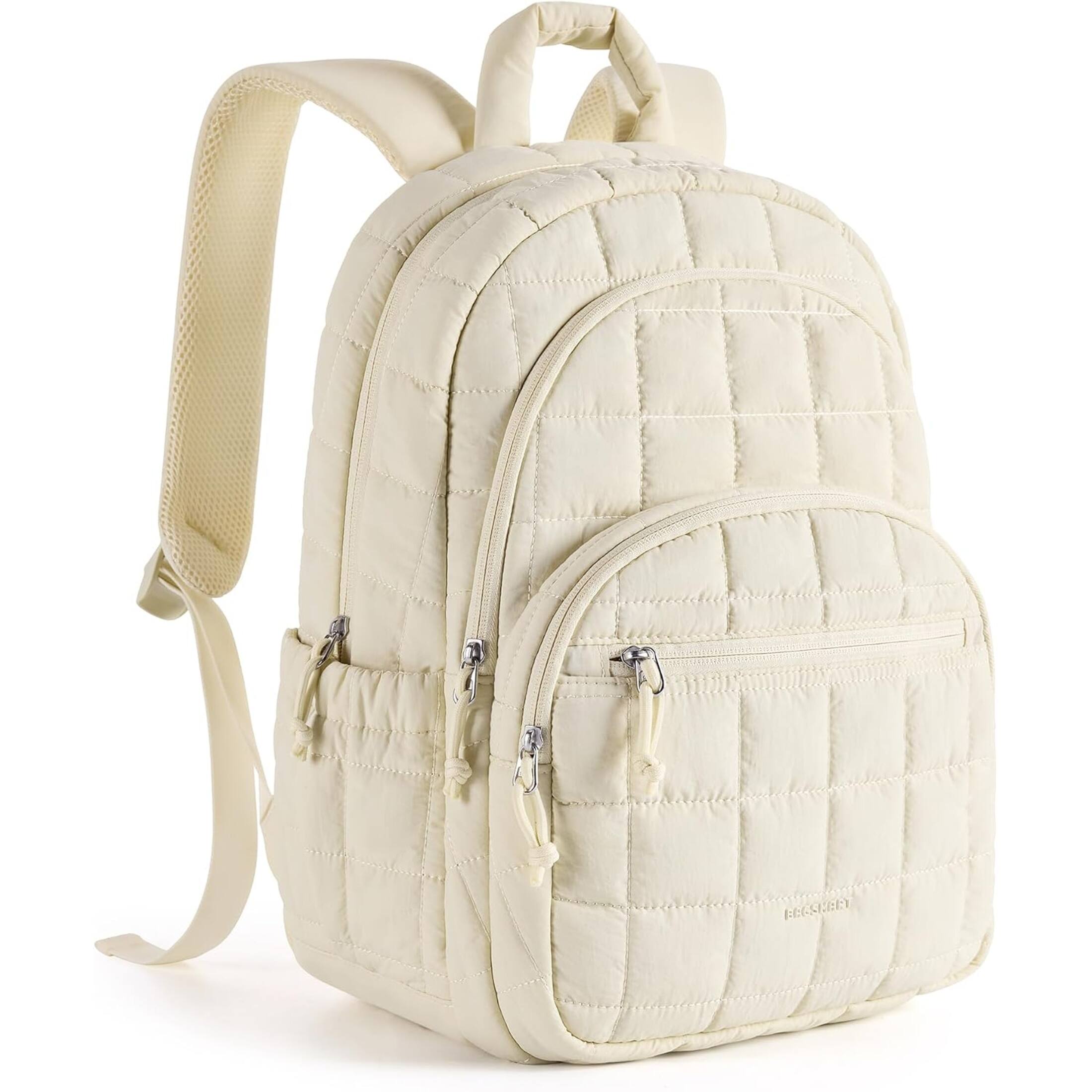 Angle. Bagsmart - College Backpack, Lightweight Bookbag with 15.6 inch Laptop Compartment, Fashion Daypack for Casual Work Commuter - White.