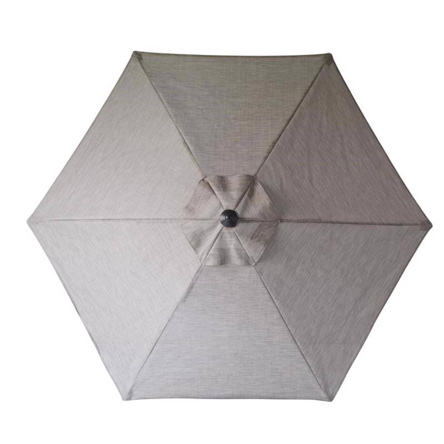 Left. Living Accents - Living Accents Clark 9 ft. Tiltable Beige Patio Umbrella.