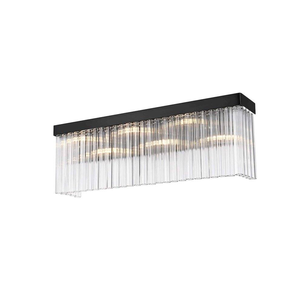 Angle. Elegant Lighting - Harlow 26 inch Wall Sconce in Black - Black.