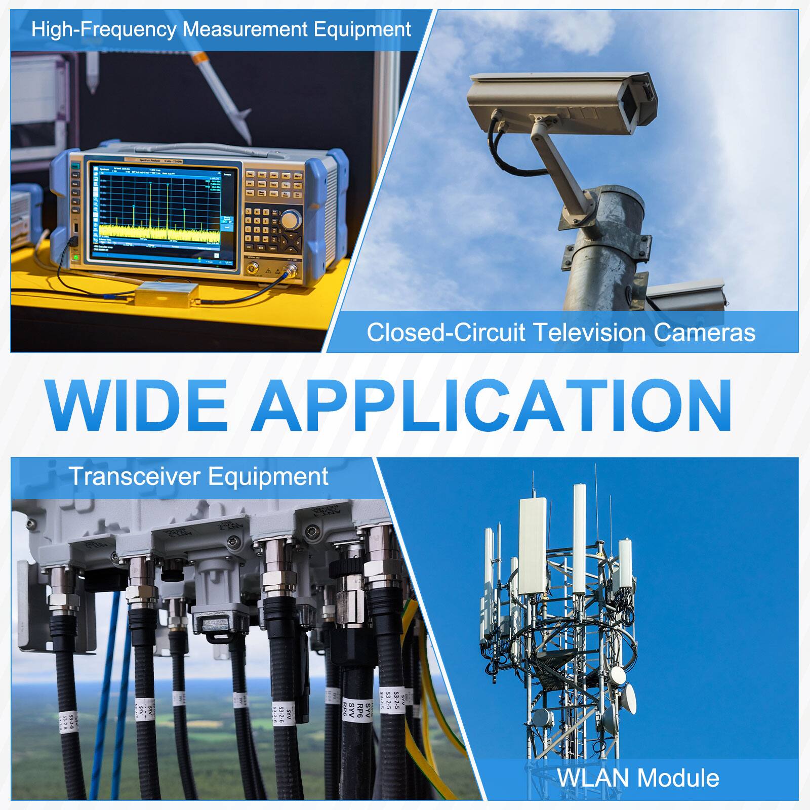 High-Frequency Measurement Equipment  
Closed-Circuit Television Cameras  
Transceiver Equipment  
WLAN Module  

WIDE APPLICATION