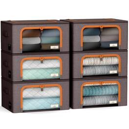 Sorbus - Storage Bins with Metal Frame - Stackable & Foldable Clothes Organizer Bags - Oxford Fabric Storage Containers - Brow