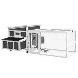 Pawhut - Wooden Chicken Coop, Chicken Tractor with Large Run, Outdoor Poultry Cage, Nesting Box, Tray, Windows