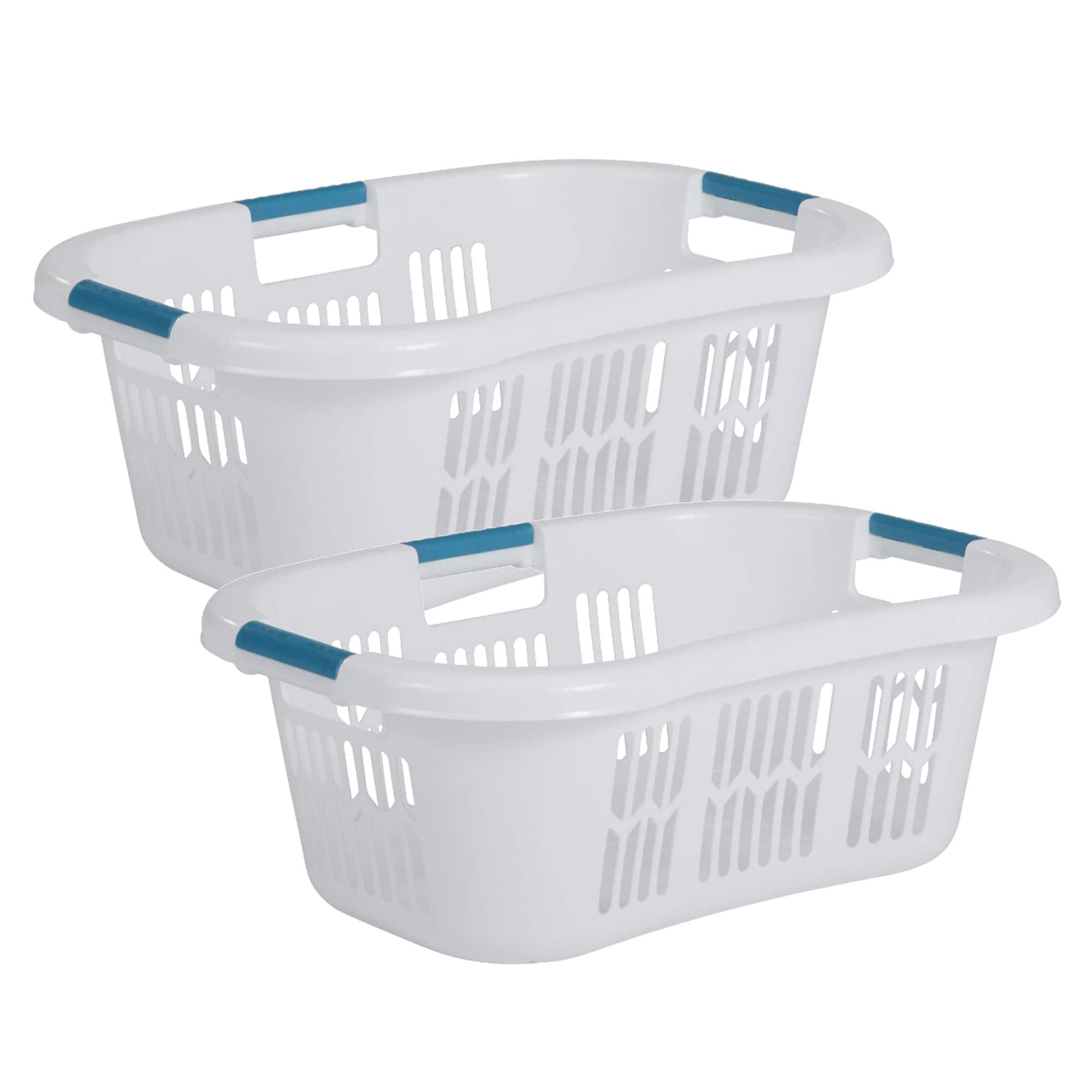 Front. RubberMaid - Rubbermaid 2.1 Bushel Small Hip-Hugger Portable Plastic Laundry Basket (2-Pack) - White.