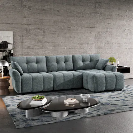 Front. Homsee - Modern L-Shaped Sectional Sofa Couch 4-Seater Living Room Furniture Comfortable Cushions Durable Wood Frame - Gray.