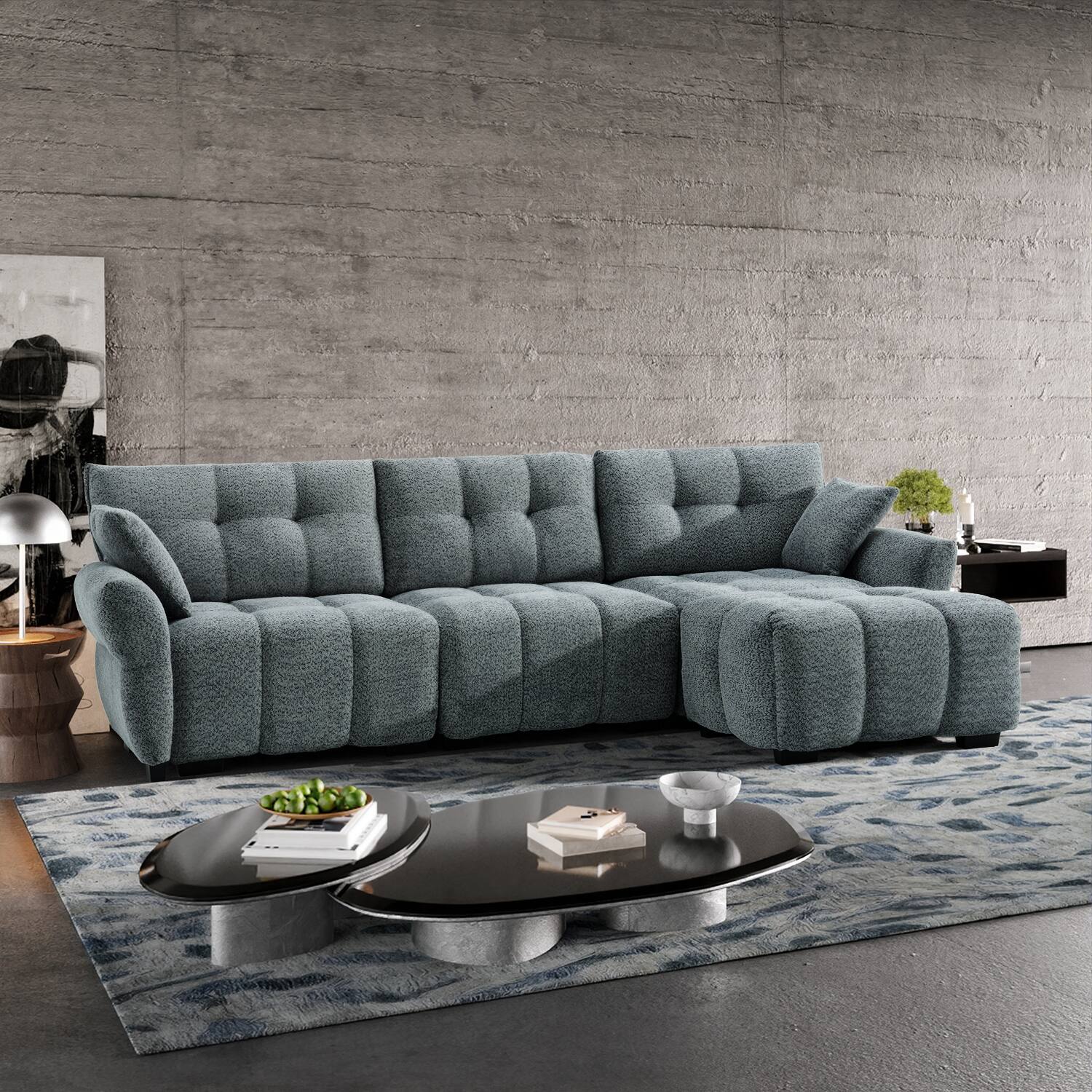 Front. Homsee - Modern L-Shaped Sectional Sofa Couch  4-Seater Living Room Furniture Comfortable Cushions Durable Wood Frame - Gray.