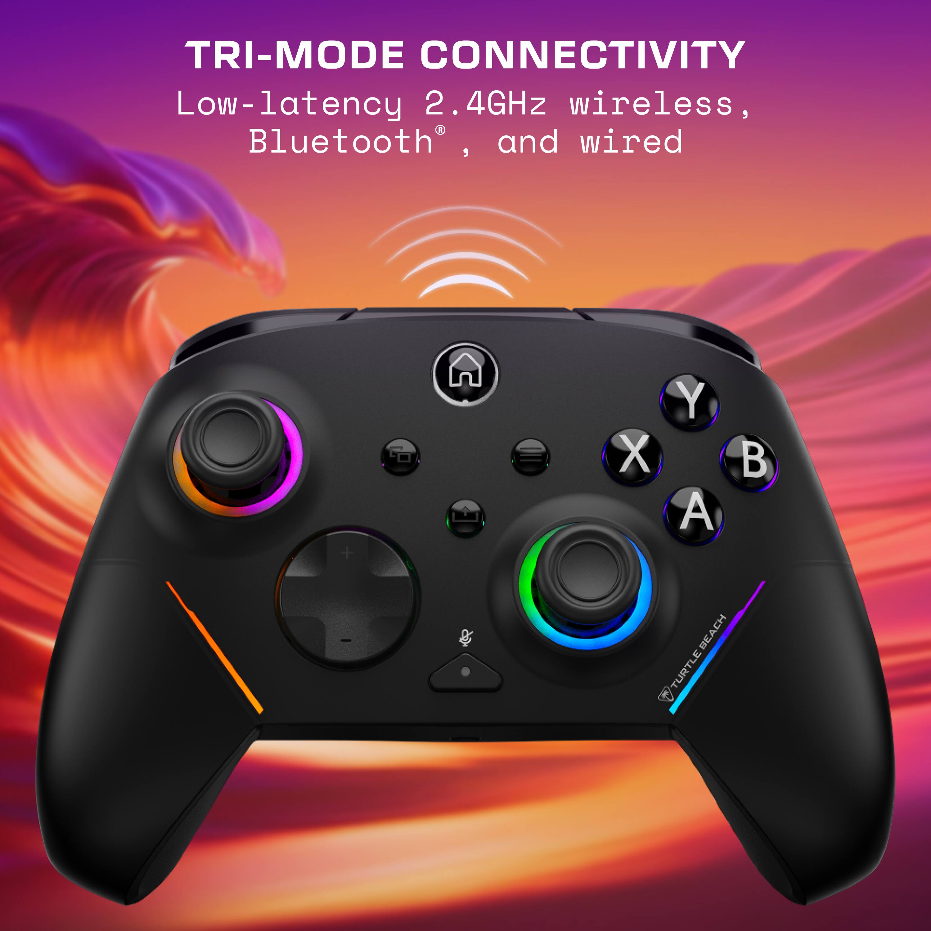 TRI-MODE CONNECTIVITY  
Low-latency 2.4GHz wireless, Bluetooth®, and wired