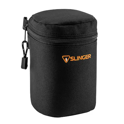 Front. Slinger - Slinger Soft Lens Case Medium, 6.5" High x 86mm Diameter, Black.