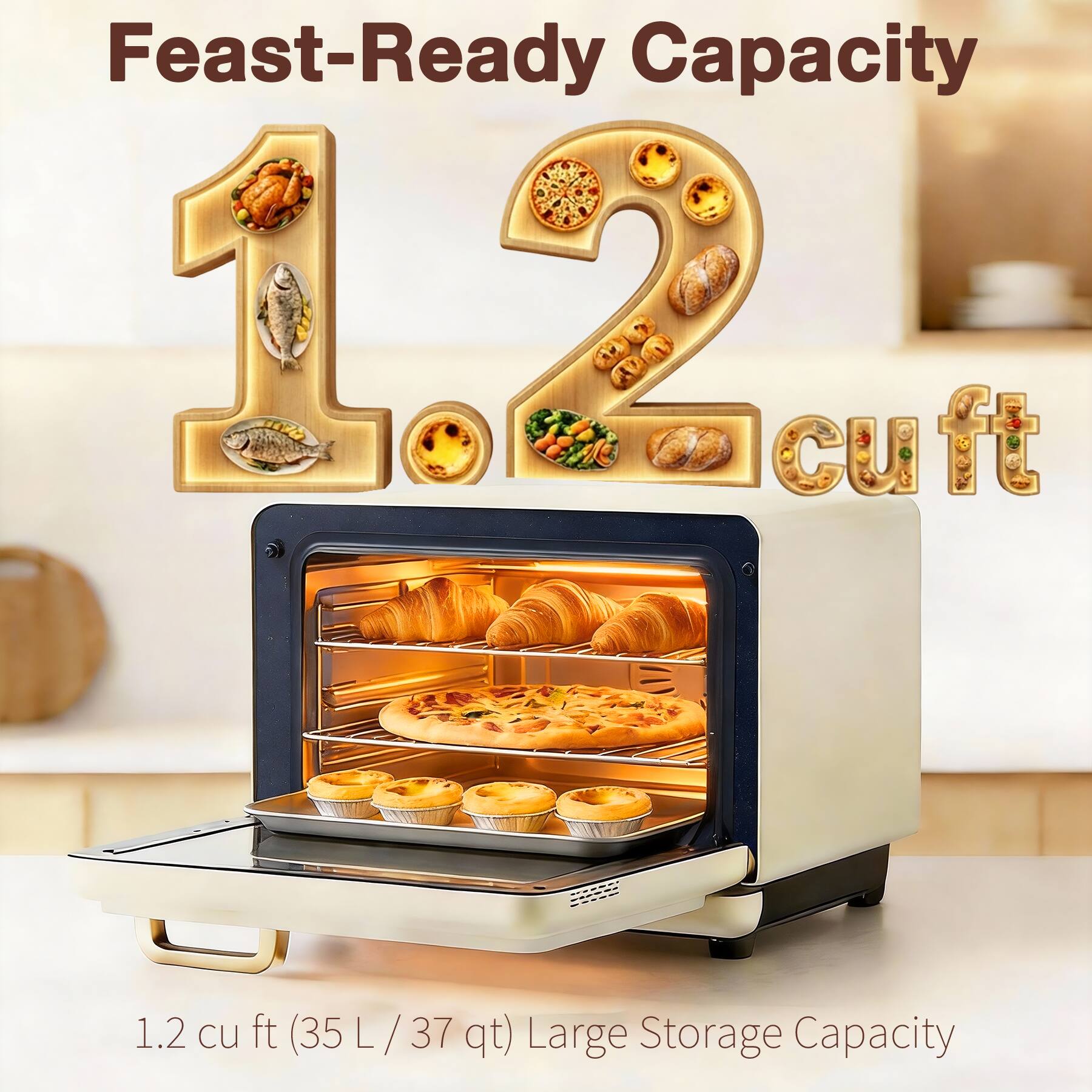 Feast-Ready Capacity  
1.2 cu ft (35 L / 37 qt) Large Storage Capacity