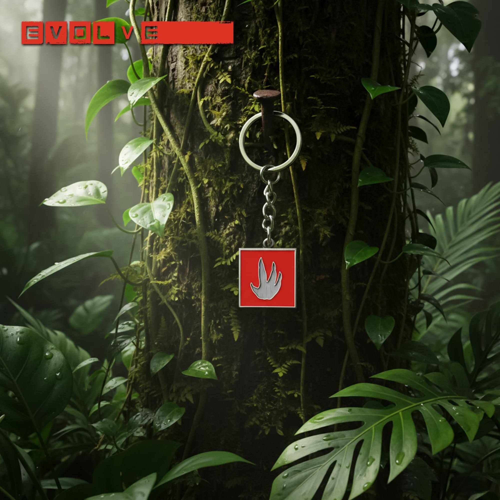 Alt View 2. Gaya Entertainment - Evolve Monster Icon Metal Keychain - Red.