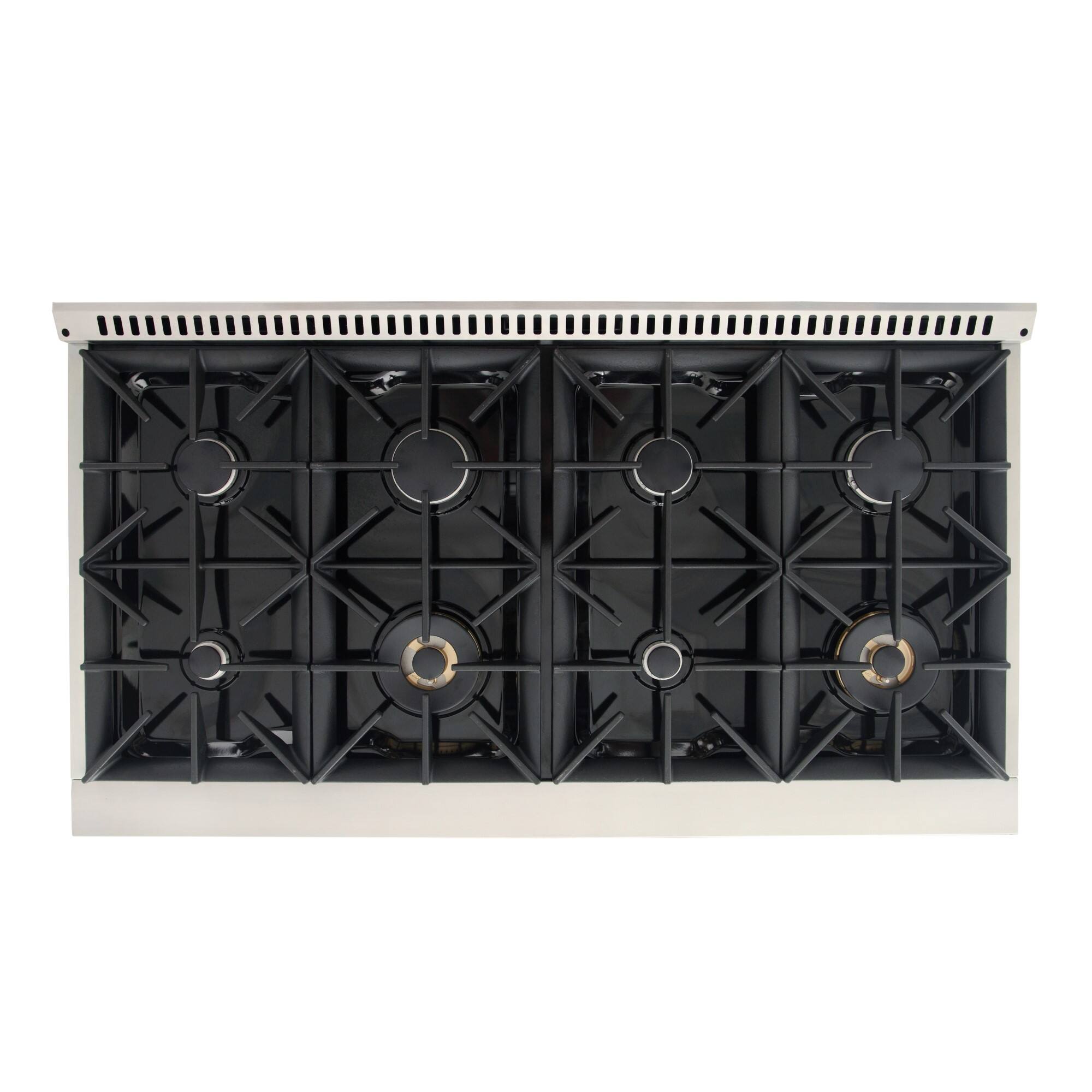 Alt View 3. Kucht - 48 in. 6.7 cu. ft. Natural Gas Range with Sealed Burners and Two Ovens - One Convection - in White - White.