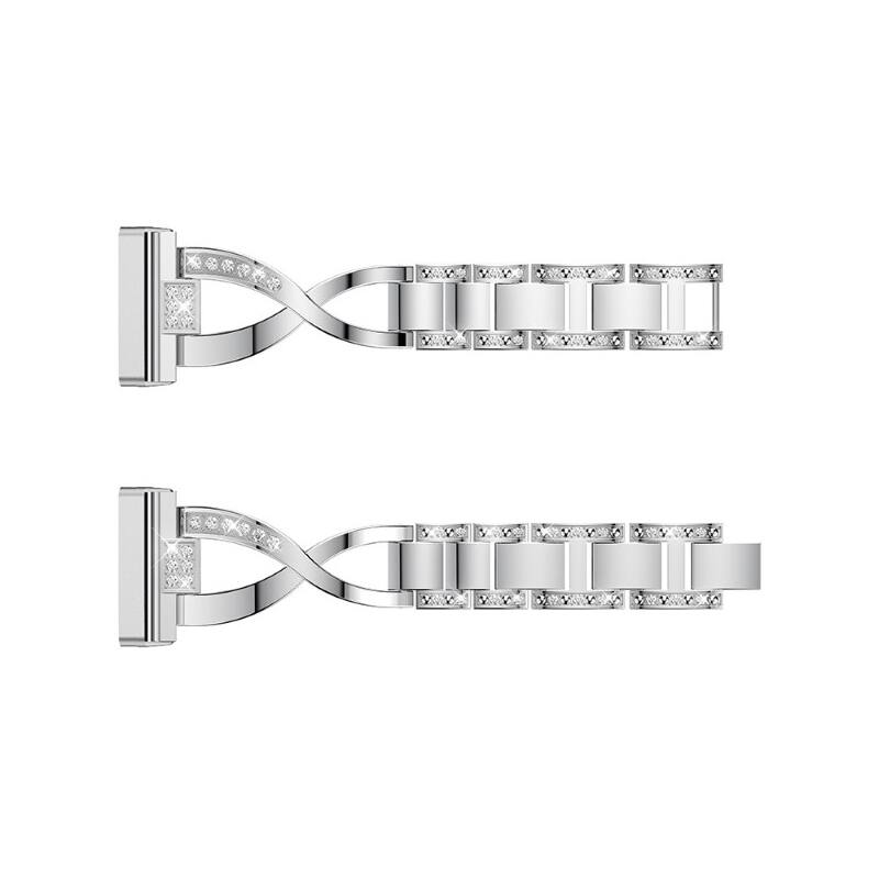 Back. StrapsCo - Glam Bracelet Stainless Steel Watch Band Strap For Fitbit Versa 4 - Silver.