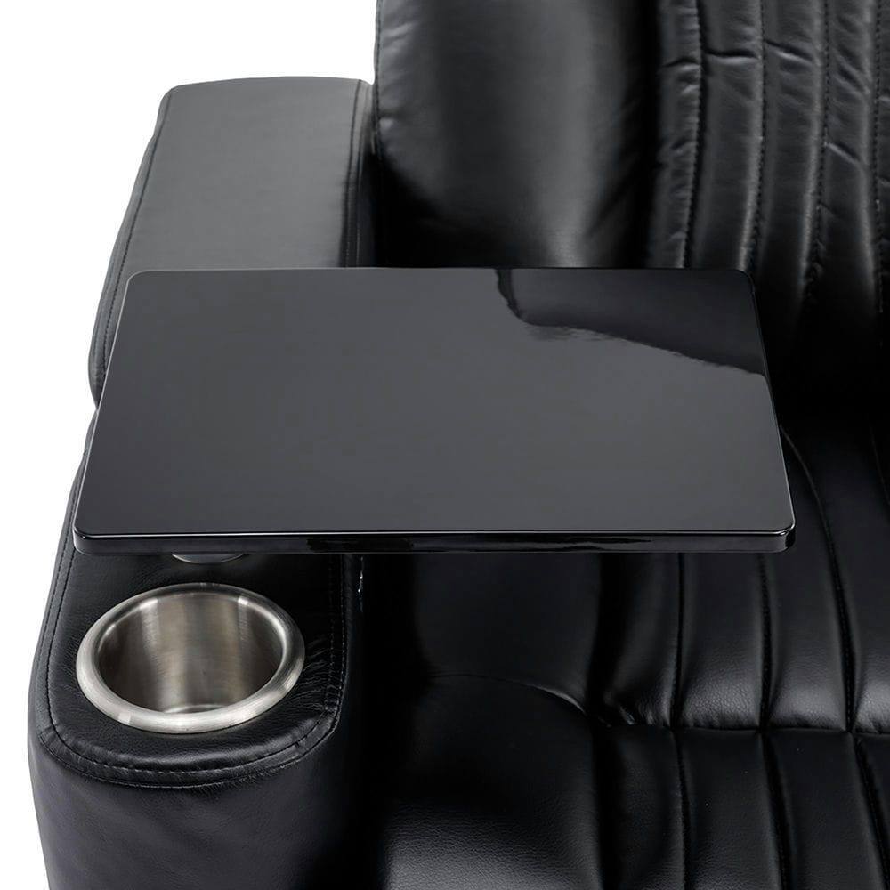 Alt View 4. Kadyn - 270° Power Swivel Home Theater Recliner with Arm Storage, LED Strip, Cup Holder, Tray Table & Phone Holder - Black.
